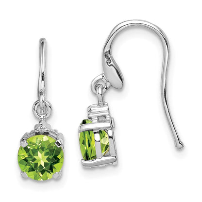 Sterlingsilber Rhodiniert Rund Peridot und Diamant Draht Ohrringe