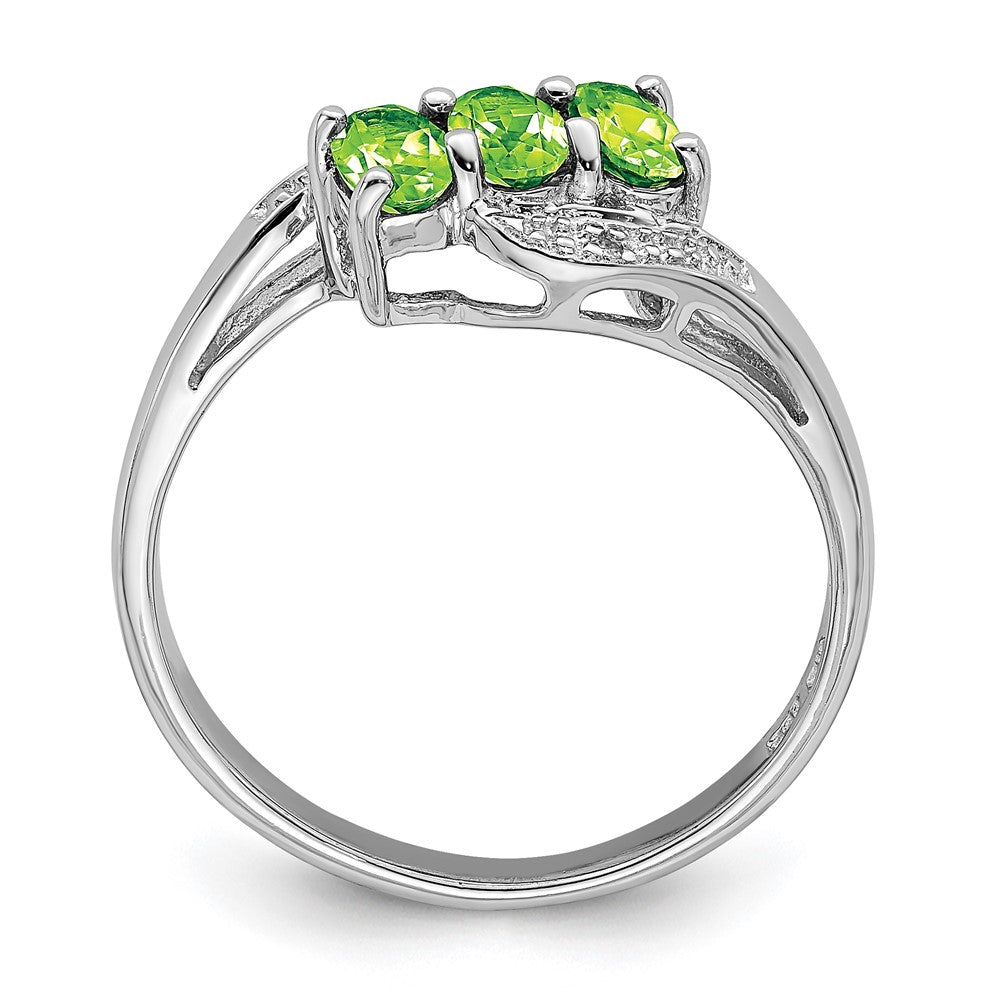 Sterlingsilber Rhodium Peridot & Diamant Ring
