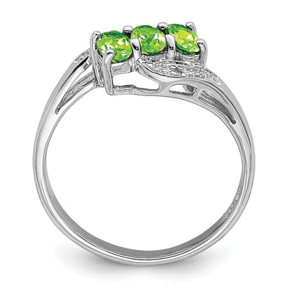 Sterlingsilber Rhodium Peridot & Diamant Ring