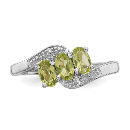 Sterlingsilber Rhodium Peridot & Diamant Ring