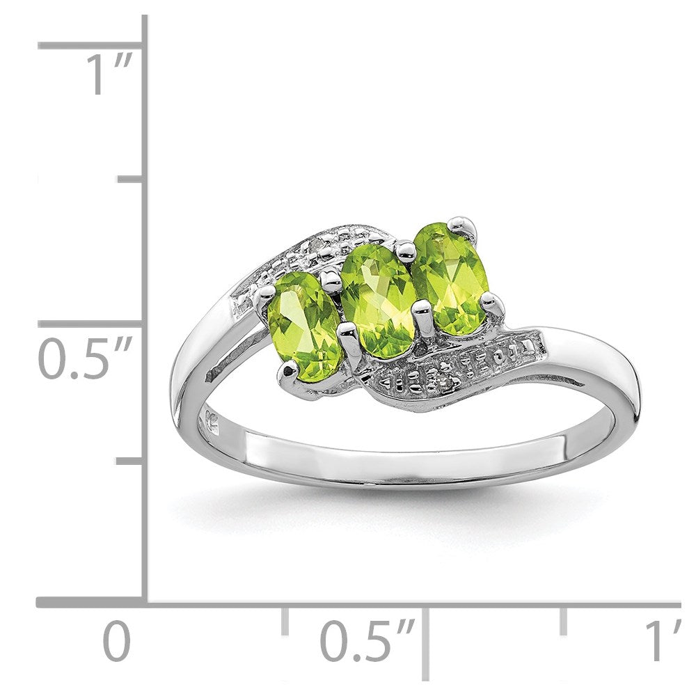 Sterlingsilber Rhodium Peridot & Diamant Ring