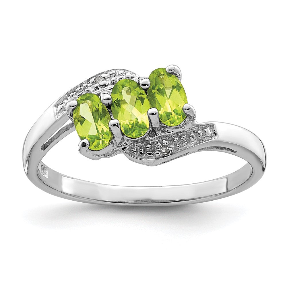 Sterlingsilber Rhodium Peridot & Diamant Ring