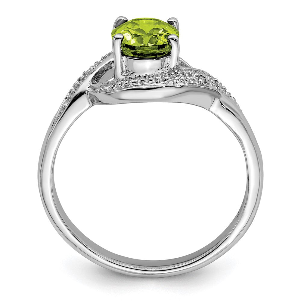 Sterlingsilber Rhodium Peridot & Diamant Ring