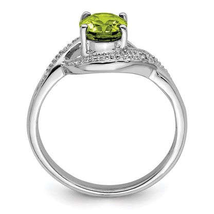 Sterlingsilber Rhodium Peridot & Diamant Ring