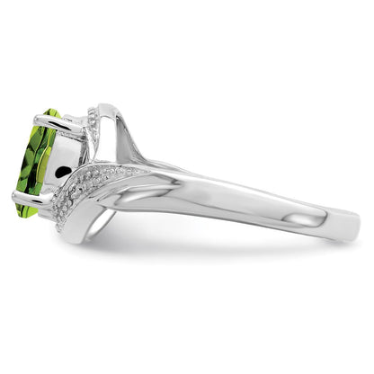 Sterlingsilber Rhodium Peridot & Diamant Ring