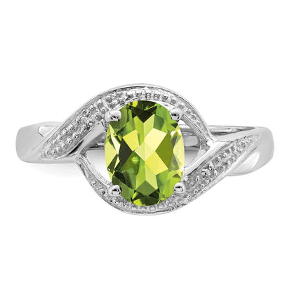 Sterlingsilber Rhodium Peridot & Diamant Ring