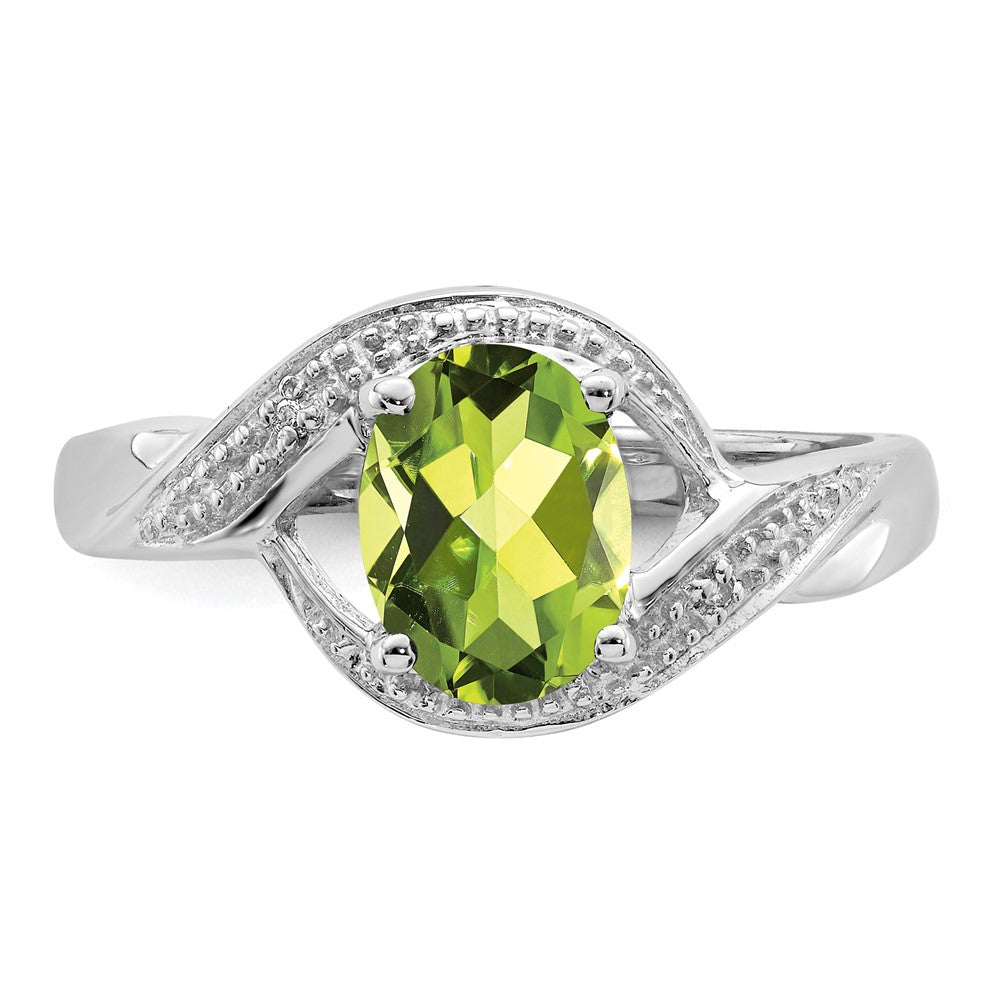 Sterlingsilber Rhodium Peridot & Diamant Ring