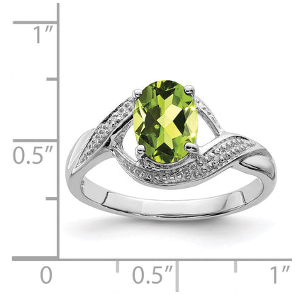 Sterlingsilber Rhodium Peridot & Diamant Ring