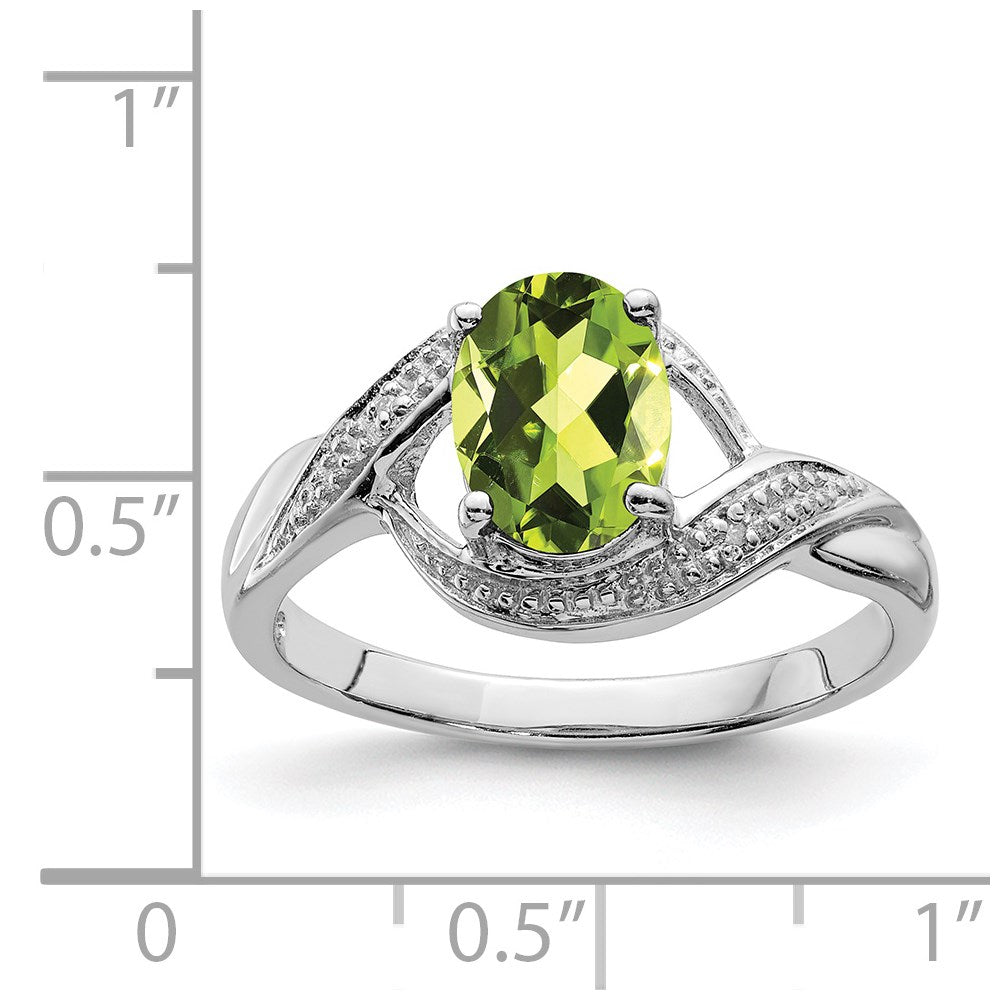 Sterlingsilber Rhodium Peridot & Diamant Ring