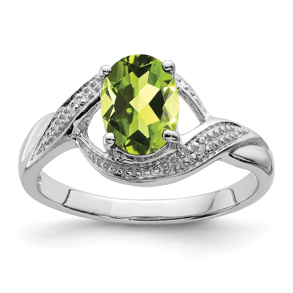 Sterlingsilber Rhodium Peridot & Diamant Ring