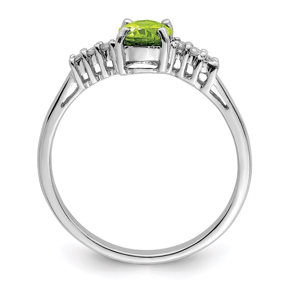 Sterlingsilber Rhodium Peridot & Diamant Ring