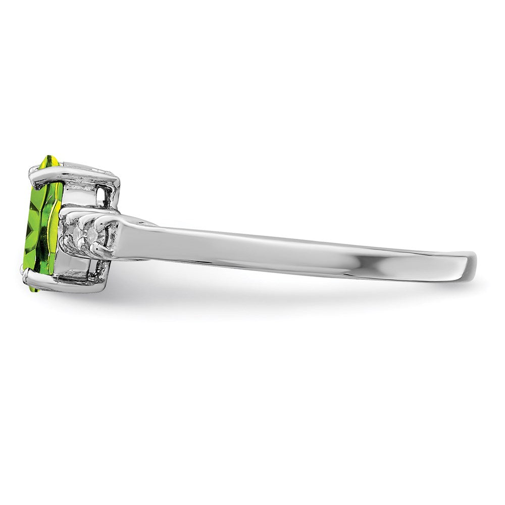 Sterlingsilber Rhodium Peridot & Diamant Ring