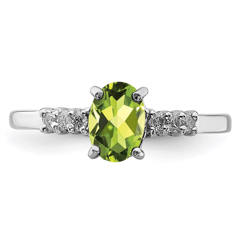 Sterlingsilber Rhodium Peridot & Diamant Ring