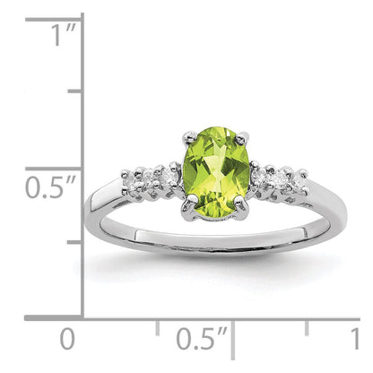 Sterlingsilber Rhodium Peridot & Diamant Ring
