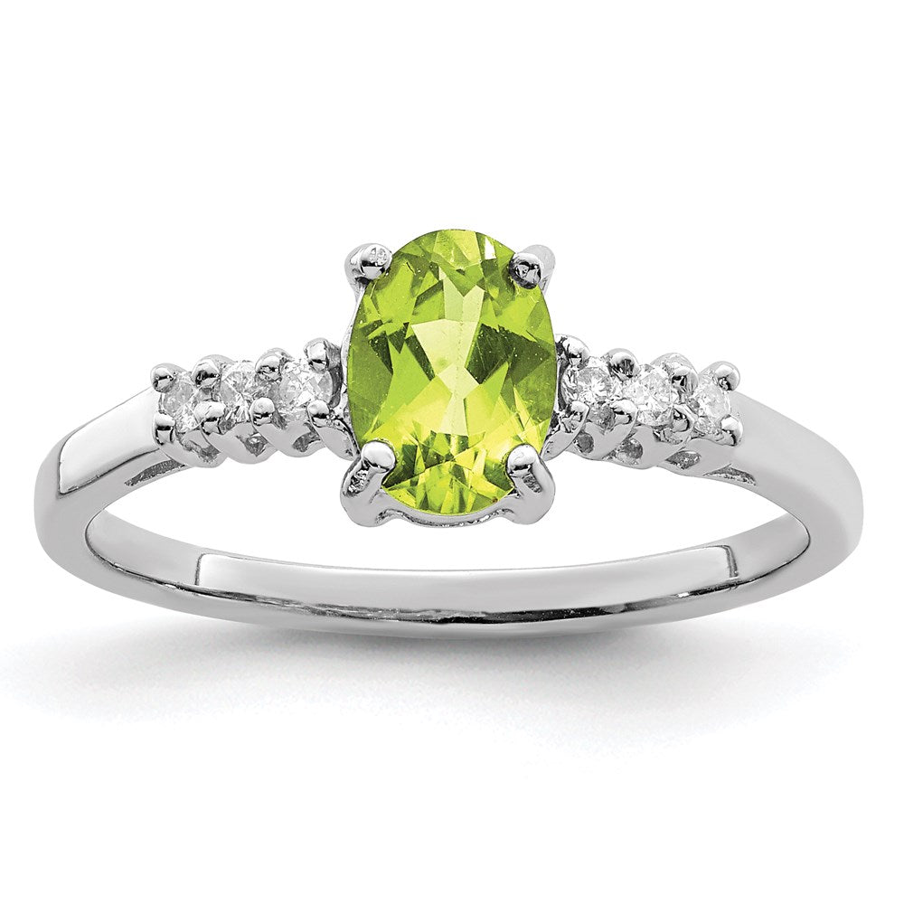 Sterlingsilber Rhodium Peridot & Diamant Ring