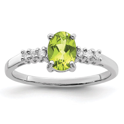 Sterlingsilber Rhodium Peridot & Diamant Ring