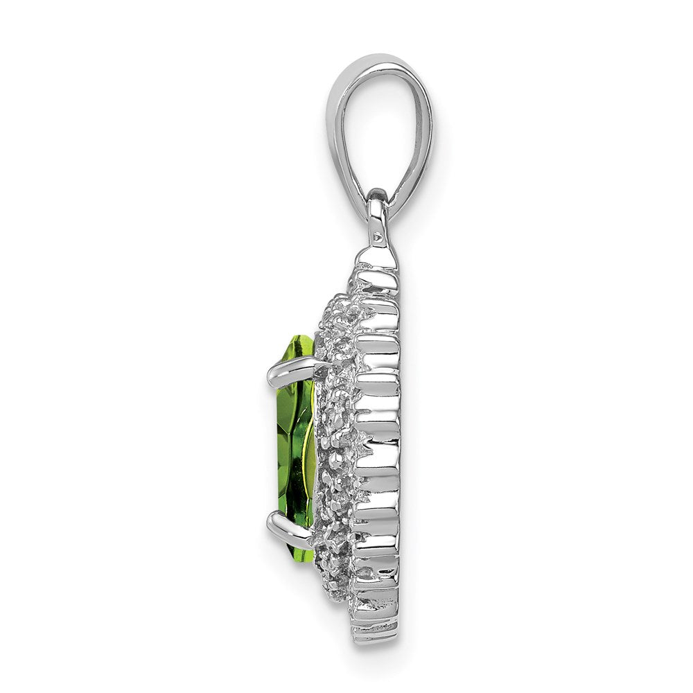 Sterlingsilber Rhodiniert Peridot und Diamant Anhänger