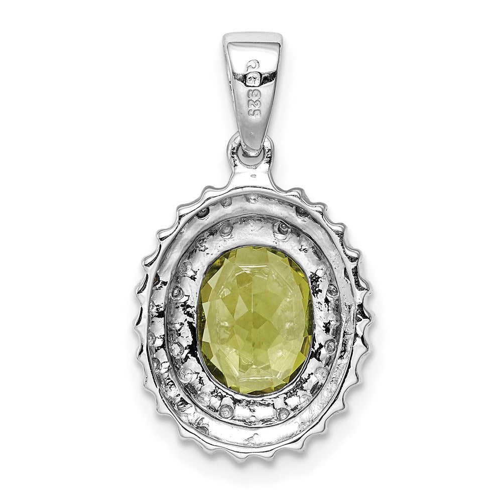 Sterlingsilber Rhodiniert Peridot und Diamant Anhänger
