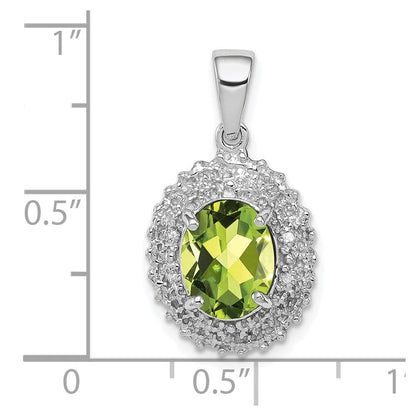 Sterlingsilber Rhodiniert Peridot und Diamant Anhänger