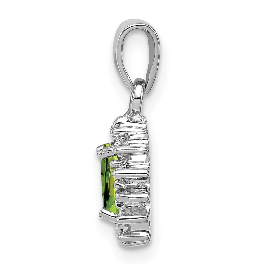 Sterlingsilber Rhodiniert Peridot und Diamant Anhänger