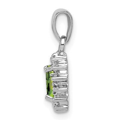 Sterlingsilber Rhodiniert Peridot und Diamant Anhänger