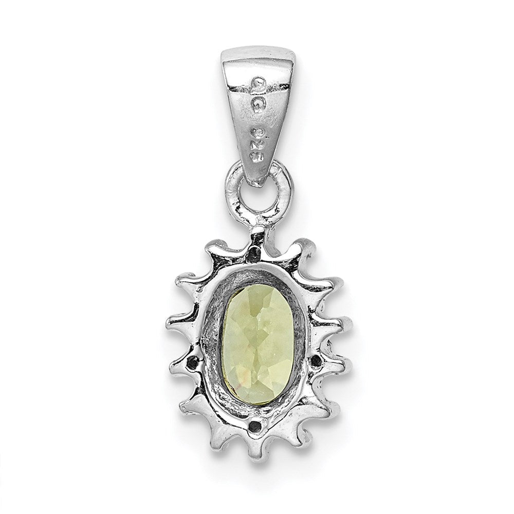 Sterlingsilber Rhodiniert Peridot und Diamant Anhänger