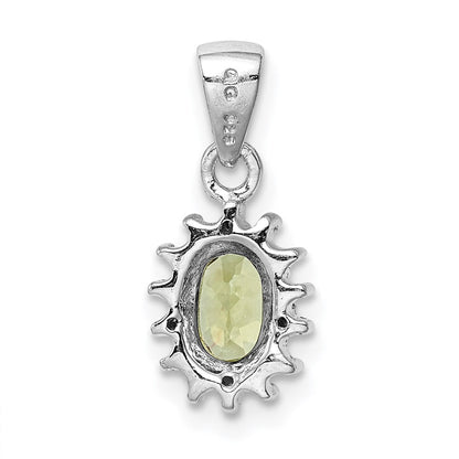 Sterlingsilber Rhodiniert Peridot und Diamant Anhänger