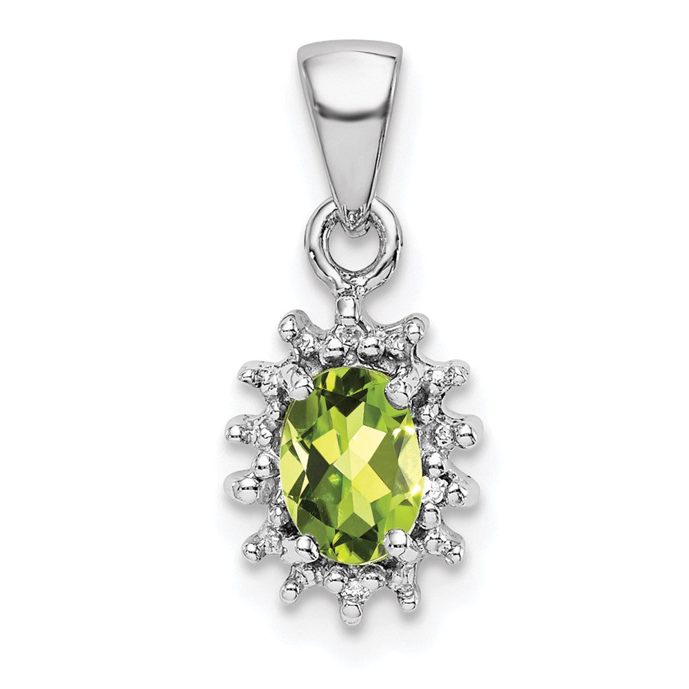 Sterlingsilber Rhodiniert Peridot und Diamant Anhänger