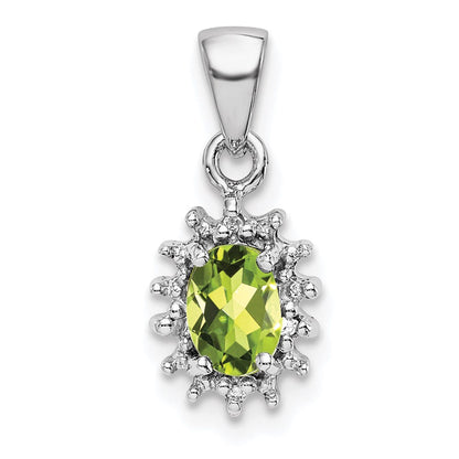Sterlingsilber Rhodiniert Peridot und Diamant Anhänger