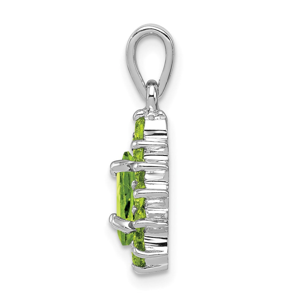 Sterlingsilber Rhodiniert Peridot Tropfen-shaped Anhänger