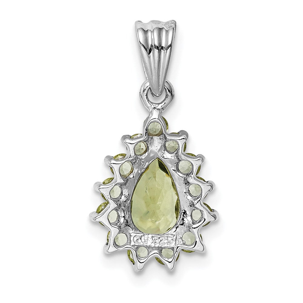 Sterlingsilber Rhodiniert Peridot Tropfen-shaped Anhänger