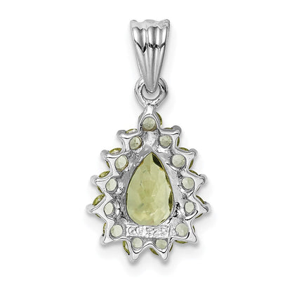 Sterlingsilber Rhodiniert Peridot Tropfen-shaped Anhänger