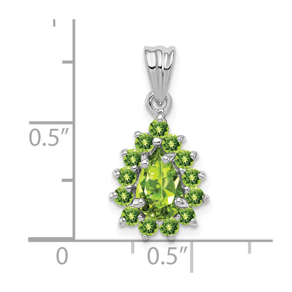 Sterlingsilber Rhodiniert Peridot Tropfen-shaped Anhänger