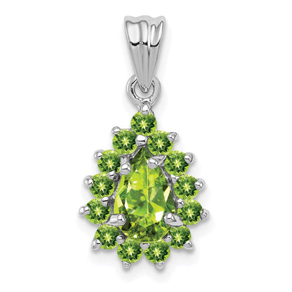 Sterlingsilber Rhodiniert Peridot Tropfen-shaped Anhänger