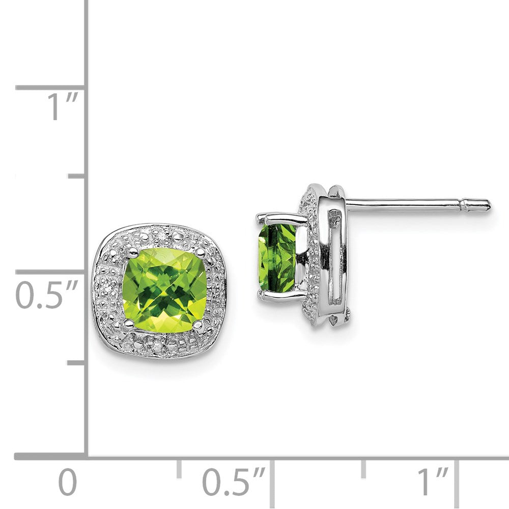 Sterlingsilber Rhodiniert Peridot und Diamant Ohrstecker