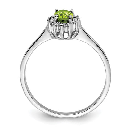 Sterlingsilber Rhodium Peridot Diamant Ring