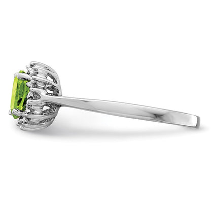 Sterlingsilber Rhodium Peridot Diamant Ring