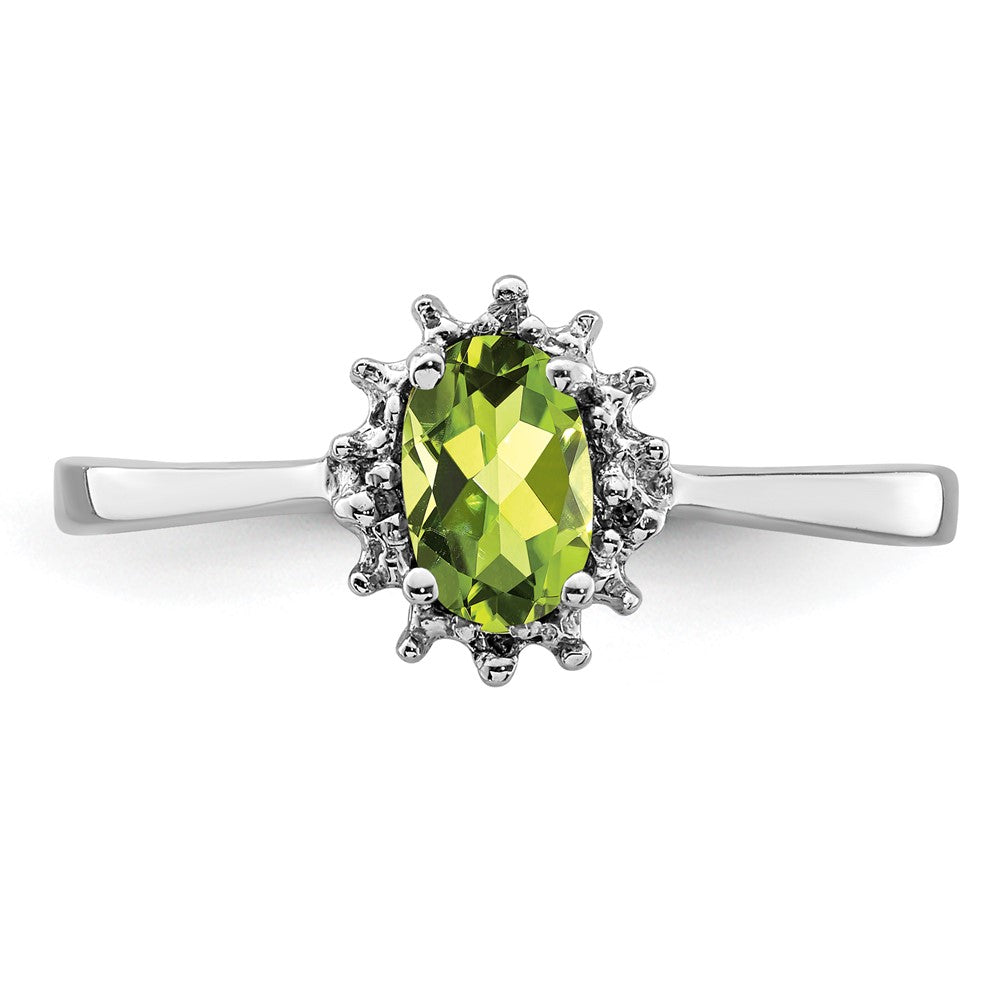 Sterlingsilber Rhodium Peridot Diamant Ring