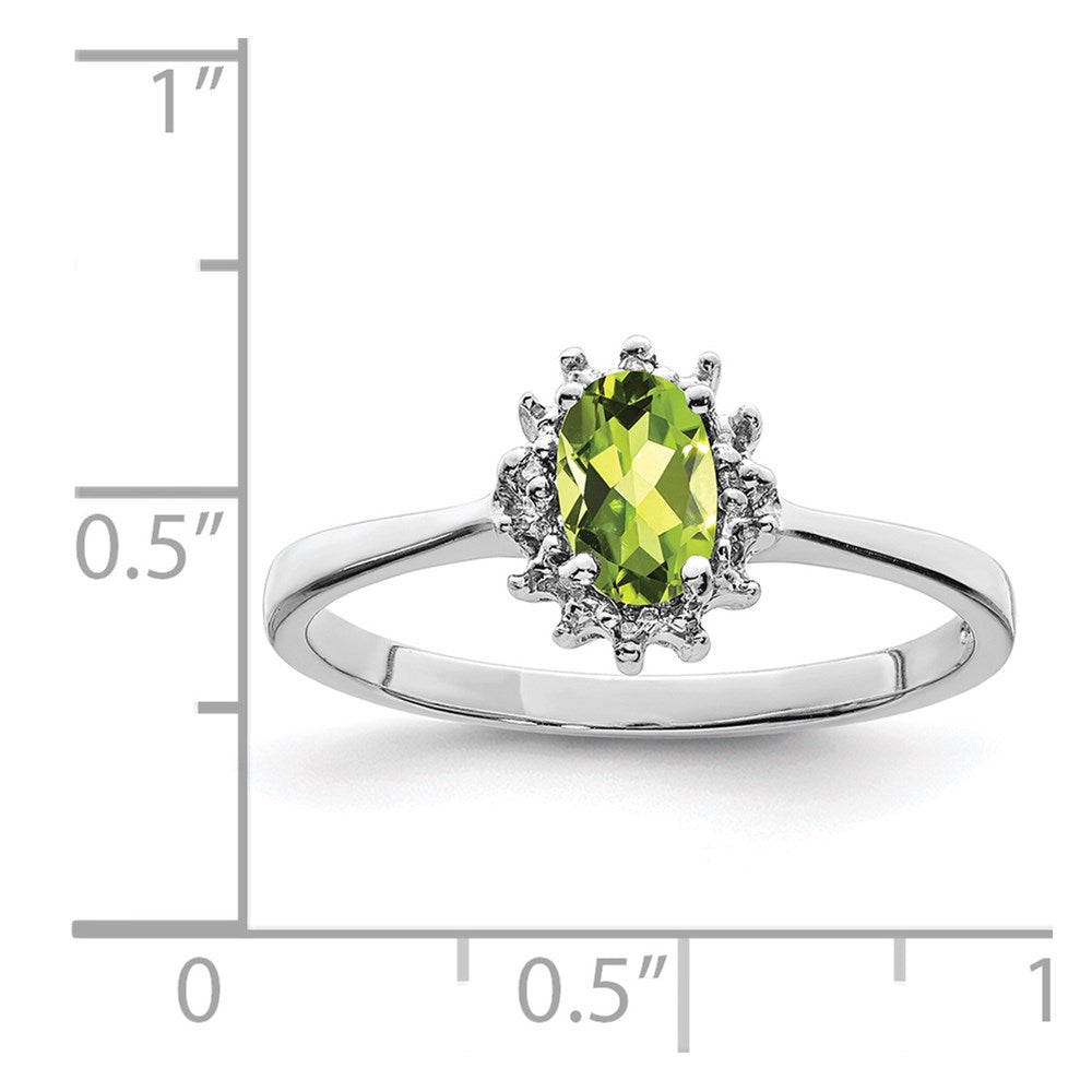 Sterlingsilber Rhodium Peridot Diamant Ring