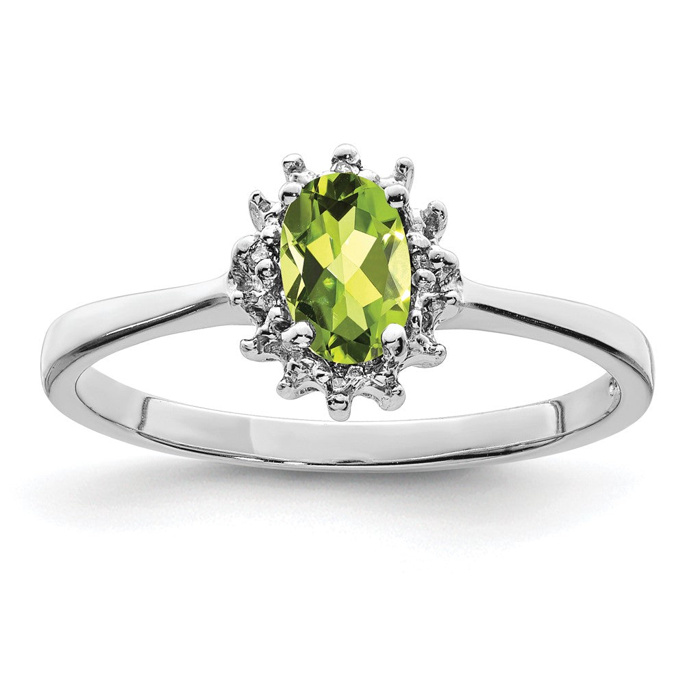 Sterlingsilber Rhodium Peridot Diamant Ring