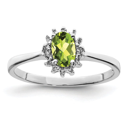 Sterlingsilber Rhodium Peridot Diamant Ring