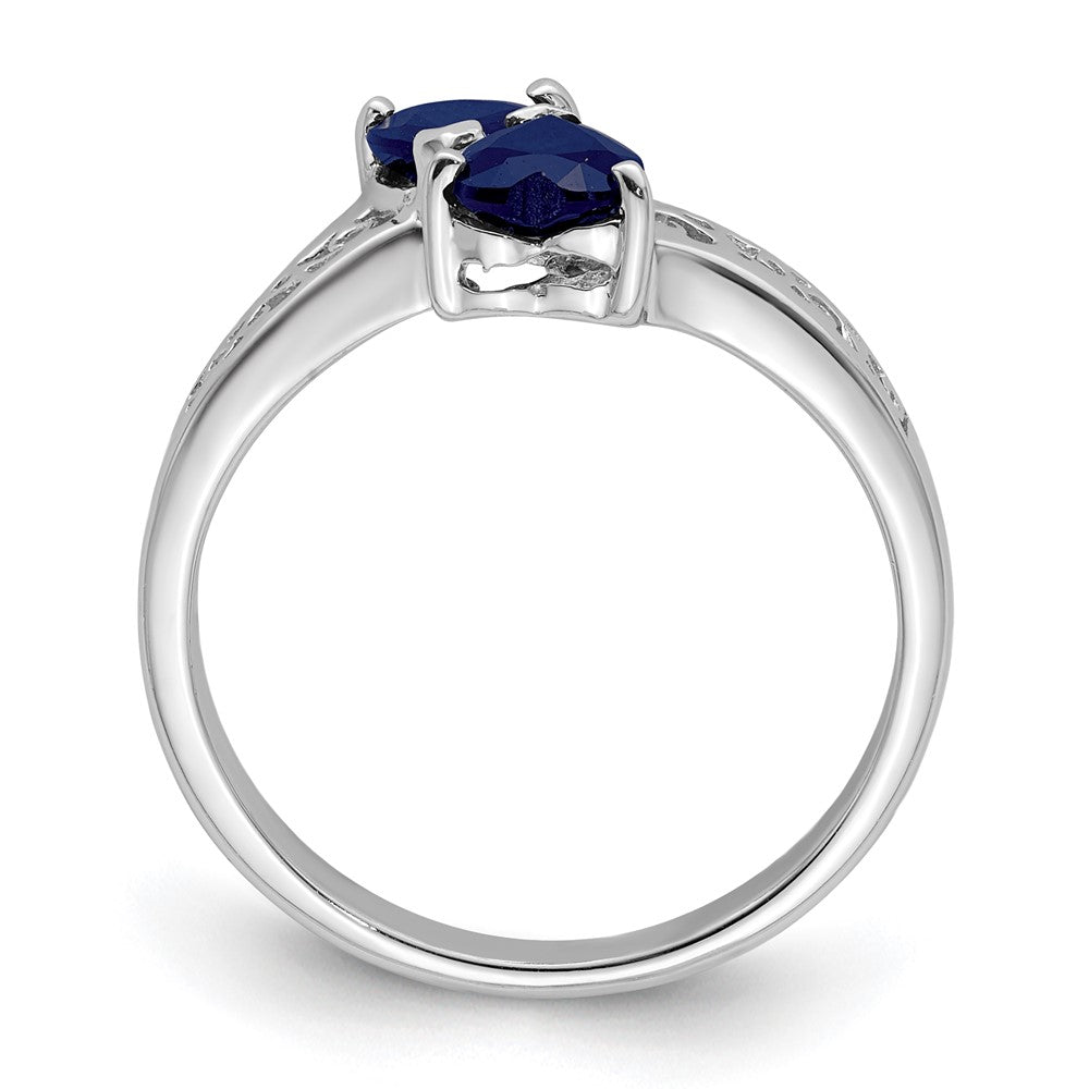 Sterlingsilber Rhodiniert Dunkel Saphir Herz Ring