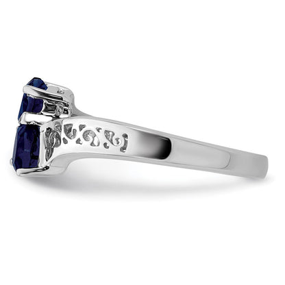Sterlingsilber Rhodiniert Dunkel Saphir Herz Ring