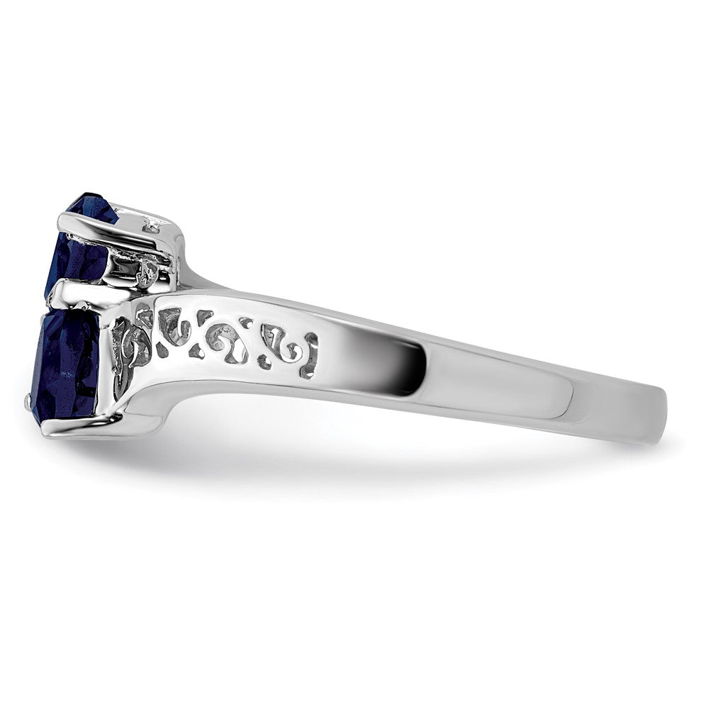 Sterlingsilber Rhodiniert Dunkel Saphir Herz Ring