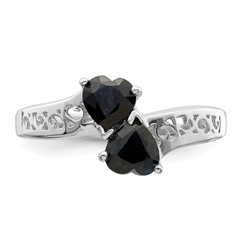 Sterlingsilber Rhodiniert Dunkel Saphir Herz Ring