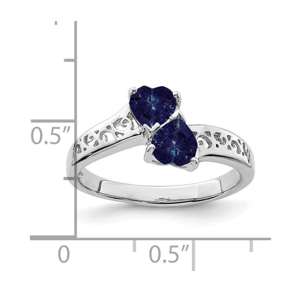 Sterlingsilber Rhodiniert Dunkel Saphir Herz Ring