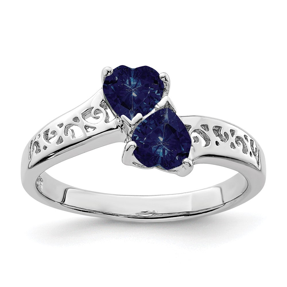 Sterlingsilber Rhodiniert Dunkel Saphir Herz Ring