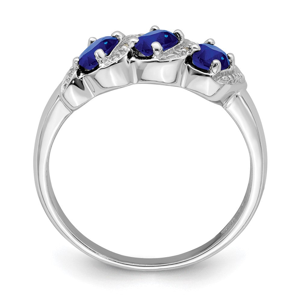 Sterlingsilber Rhodiniert Saphir & Diamant Ring