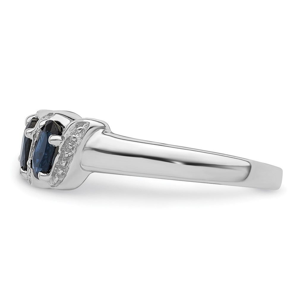 Sterlingsilber Rhodiniert Saphir & Diamant Ring