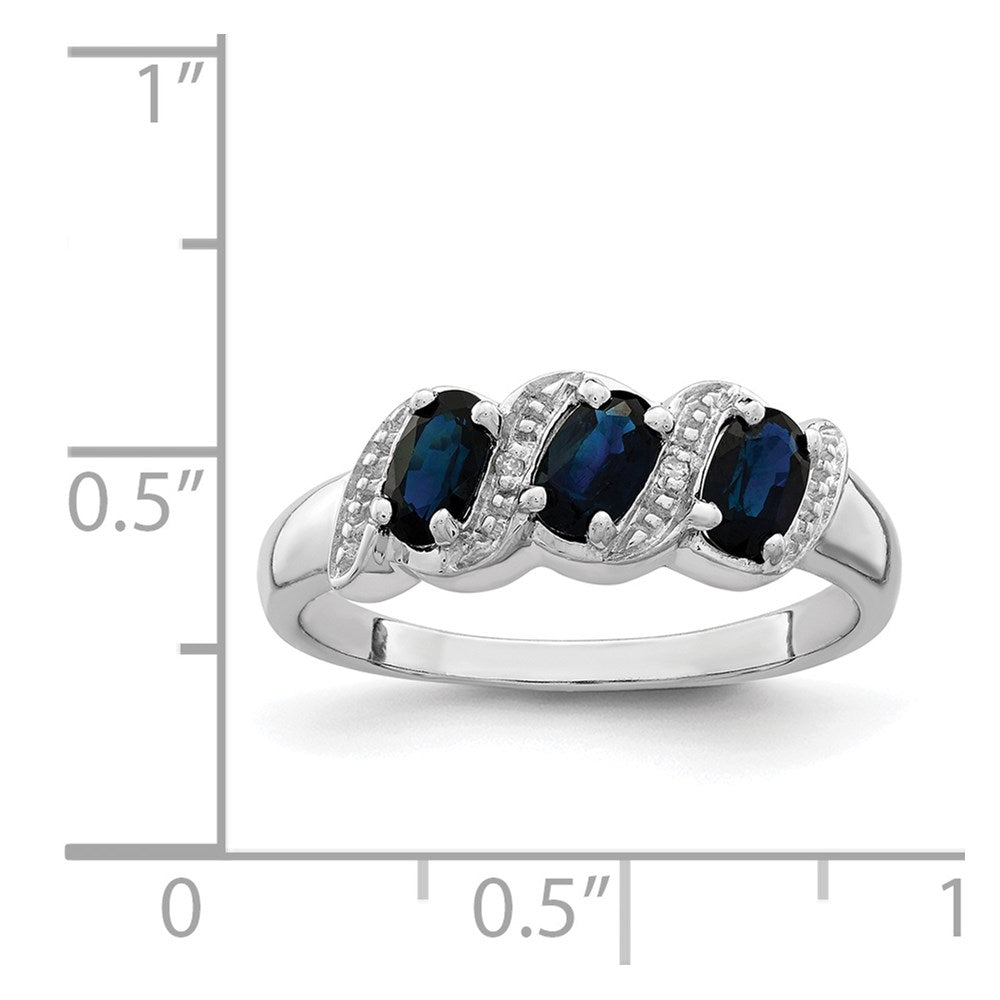 Sterlingsilber Rhodiniert Saphir & Diamant Ring